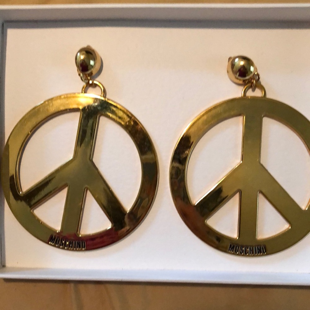 Moschino peace sign earrings